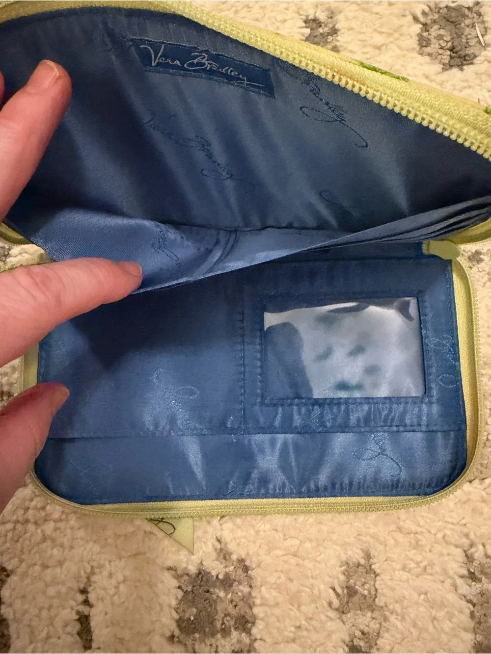 Vera Bradley Lime Green Floral Zip Wallet
